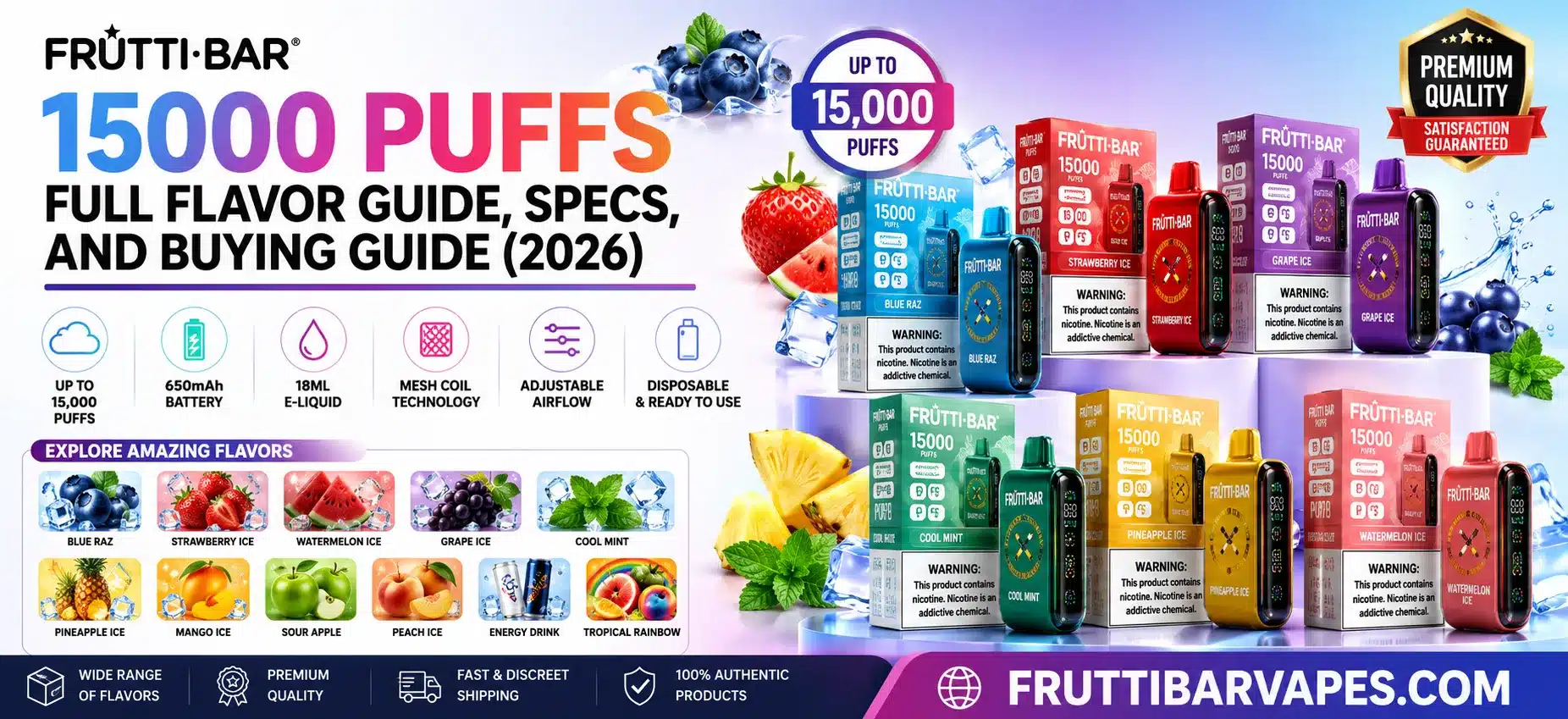 Frutti Bar 15000 Puffs: Full Flavor Guide, Specs, and Buying Guide (2026)